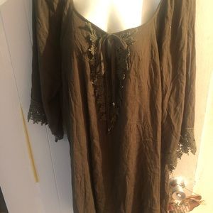Olive sheer with lining dress